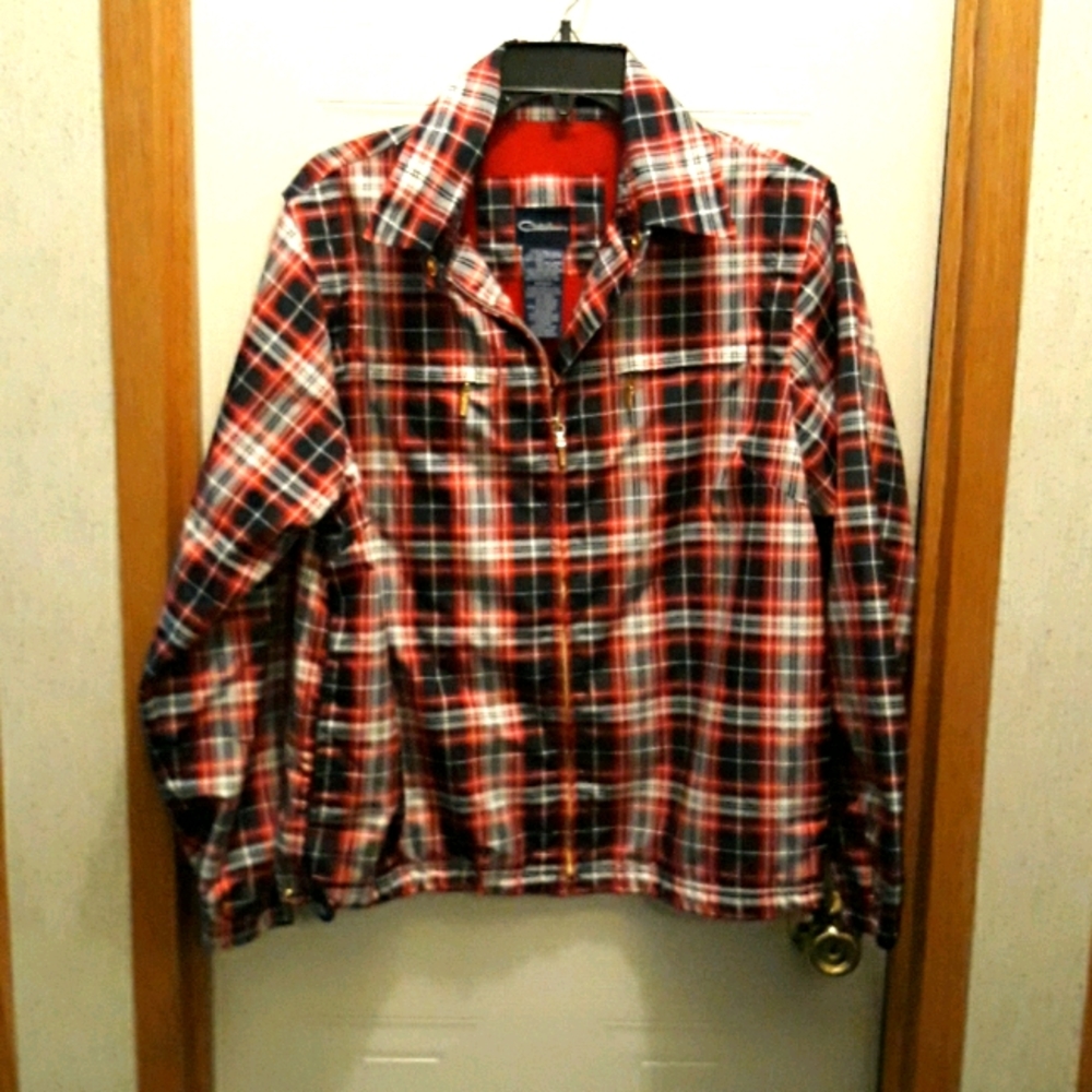 Plaid lightweight lined jacket zip front